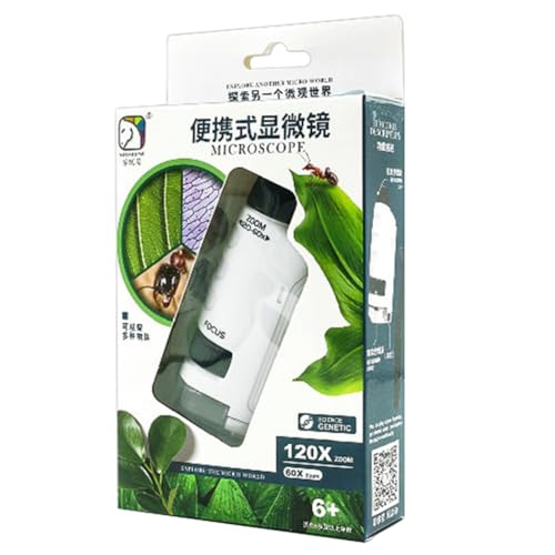 Microscópio de Bolso Infantil Portátil, Microscópio Composto 120x para Iniciantes, Experimentos Cien