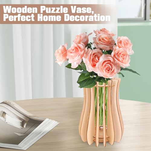 Image of Kaempe Wooden Vase Compatible for Lego Flowers Bouquet, 3D Wooden Puzzle Vase for Lego Botanicals, Daffodils, Sunflowers, Roses, Cherry Blossom, Tulips, Lotus (Style 3)