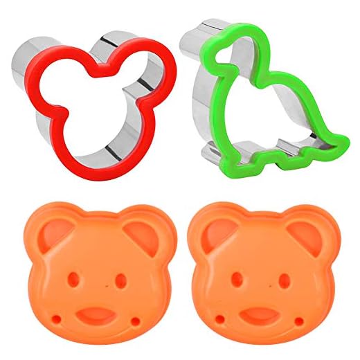 INTVN Sandwich Cortadores para niños Paquete de 4Acero Inoxidable Animal Dinosaurio Mickey Mouse Un Pan Cortador de Galletas Molde de la Galleta