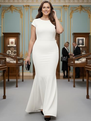 Image of KOH KOH Womens Long Cap Sleeve Fishtail Formal Evening Cocktail Maxi Dress