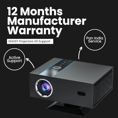 Image of Ghost X6 Smart Projector | Native 1080P Full HD, 4K Support | 11850 Lumens | Android with Built-in Smart Apps | Auto Focus, Keystone & Obstacle Avoidance | 360 Swivel Stand | Dual WiFi & Bluetooth