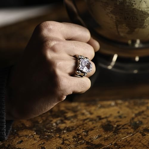 Genuine Solid 925 Sterling Silver Ring for Men, Accented with Bronze, Faceted Simulated Red Ruby Stone, Vintage Turkish Ottoman Style3