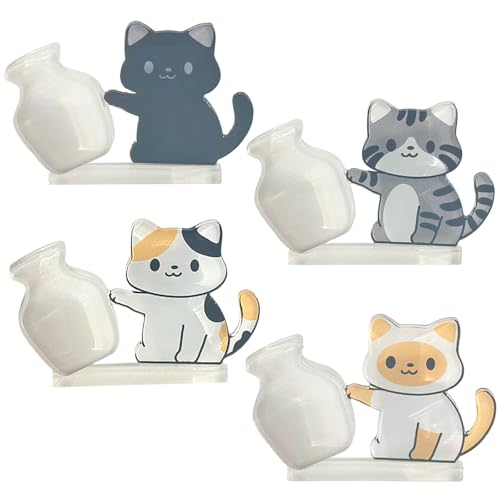 Imanes decorativos para nevera con diseño de gato 3D, pack de 4