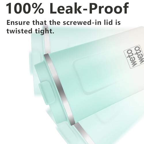 Image of WETOWETO 12 oz Stainless Steel Insulated Tumbler, Travel Coffee Mug, Insulated Coffee Mug with Lid, Spill Proof Coffee Cup, Portable Thermal Mug, Reusable Cup for Hot and Cold (Green-White)