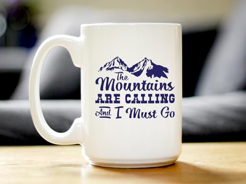 Taza de cerámica blanca 15 oz The Mountains Are Calling miniatura 2