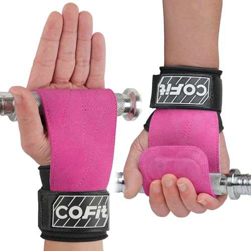 COFIT Fitas de pulso para levantamento de pesos, ligaduras de pulso para treino com camada dupla de couro Oxford, aderência melhorada para uma proteção ideal de mão e pulso - vermelho rosa