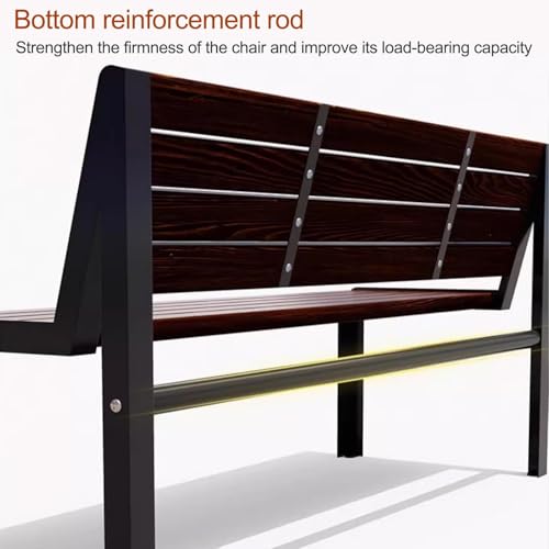 Outdoor Garden Bench with Backrest, Outdoor Patio Bench Park Seat Chair, Cast Iron Metal Frame Park Bench, All-Weather Outdoor Bench That Never Fade, for Yard & Garden(150*40*41cm/59*15.7*16.1in) - Image 6