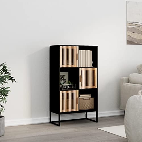 UJCHVHN Item-Highboard negro 70 x 35 x 125 cm madera de ingeniería, armarios y almacenamiento, armarios de almacenamiento y taquillas