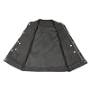 Mens Denim Club Style Vest | Concealed Gun Pockets, Patches Friendly Single Panel Back, Concealed Snap and Zipper Front Closure | Rustic and Casual Black Jean Biker Vest (Black, 2X)