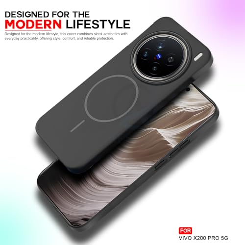 Image of AESTMO Shockproof Back Case Cover for Vivo X200 Pro 5G | Slim Hard Shell | Hard Back Cover for Vivo X200 Pro 5G (Compatible with MagSafe Accessories, Black)