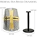 Brass and Steel Crusader Helmet | Medieval Metal Knight Helmets | Full-Size Knight Armor Replica with Cross Detail – LARP, Costume, and Display | Halloween Decor Gift | Medieval Costumes