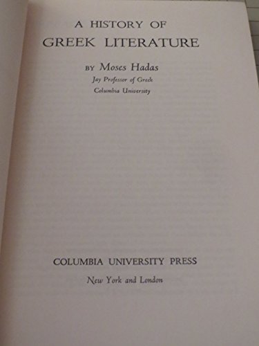 A History of Greek Literature 0231085397 Book Cover