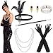 Alintor 20er Jahre Accessoires, 1920er Jahre Kostüm Damen Accessoires, Charleston Flapper Kleid 20er Jahre, Perfekte für Federboa Schwarz, Karneval, Fasching, Charleston Gatsby