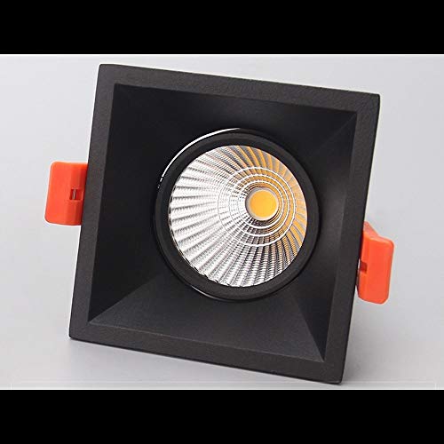 Foco empotrable de techo COB de 5W y panel cuadrado de aluminio negro 8
