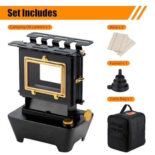 Tragbarer Petroleum Laterne mit 525ml Öltank Petroleum Camping Heizung Stove Multifunktionale Campingkocher mit Aufbewahrungstasche für Außenbeleuchtung Erwärmung Kochen