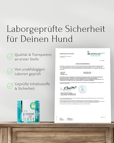 FAVLY – Relax Pulver Beruhigungsmittel für Hunde 250g – getreidefreies Ergänzungsfuttermittel zur natürlichen Beruhigung bei Stress & Angst – mit Melisse, L-Tryptophan & Passionsblume