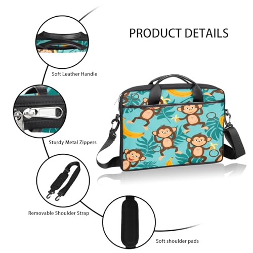 Funda para laptop de 15 pulgadas con estampado de mono y plátano, maletín delgado para negocios, bolso mensajero para mujeres y hombres, funda para laptop para trabajo, oficina y viajes miniatura 4