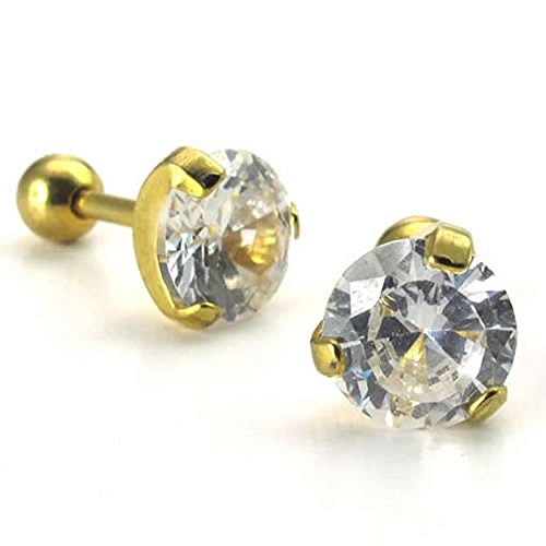 Boucles d'oreille acier inoxydable 7mm CZ or blanc fini les bijoux qui ternissent