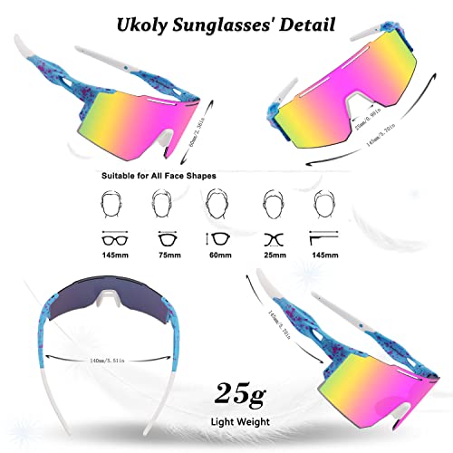 Ukoly Cycling Sunglasses With Interchangeable Nose Pad Men Women, Sports Sunglasses, Fishing Baseball Sunglasses #TOP4