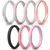 ThunderFit - 7 anillos de silicona para mujer, delgados y apilables, 2,5 mm de ancho, 2 mm de grosor (10,5-11 (20,6 mm)