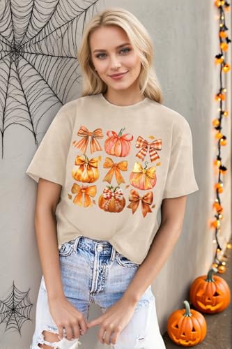 Halloween Shirts for Women Spooky Season Shirt Pumpkin Ghost Graphic tees Casual Short Sleeve Tops - image 3