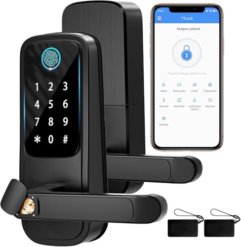 Lista de Chapa Electrica para Puerta disponible en línea para comprar. 44 Cerradura Inteligente 5 en 1,Huella Digital/TT Lock APP/Contraseña/Tarjeta IC/Llave Mecánica Cerradura Electrónica,chapa inteligente apta para 35 mm a 55 mm Compatible con...