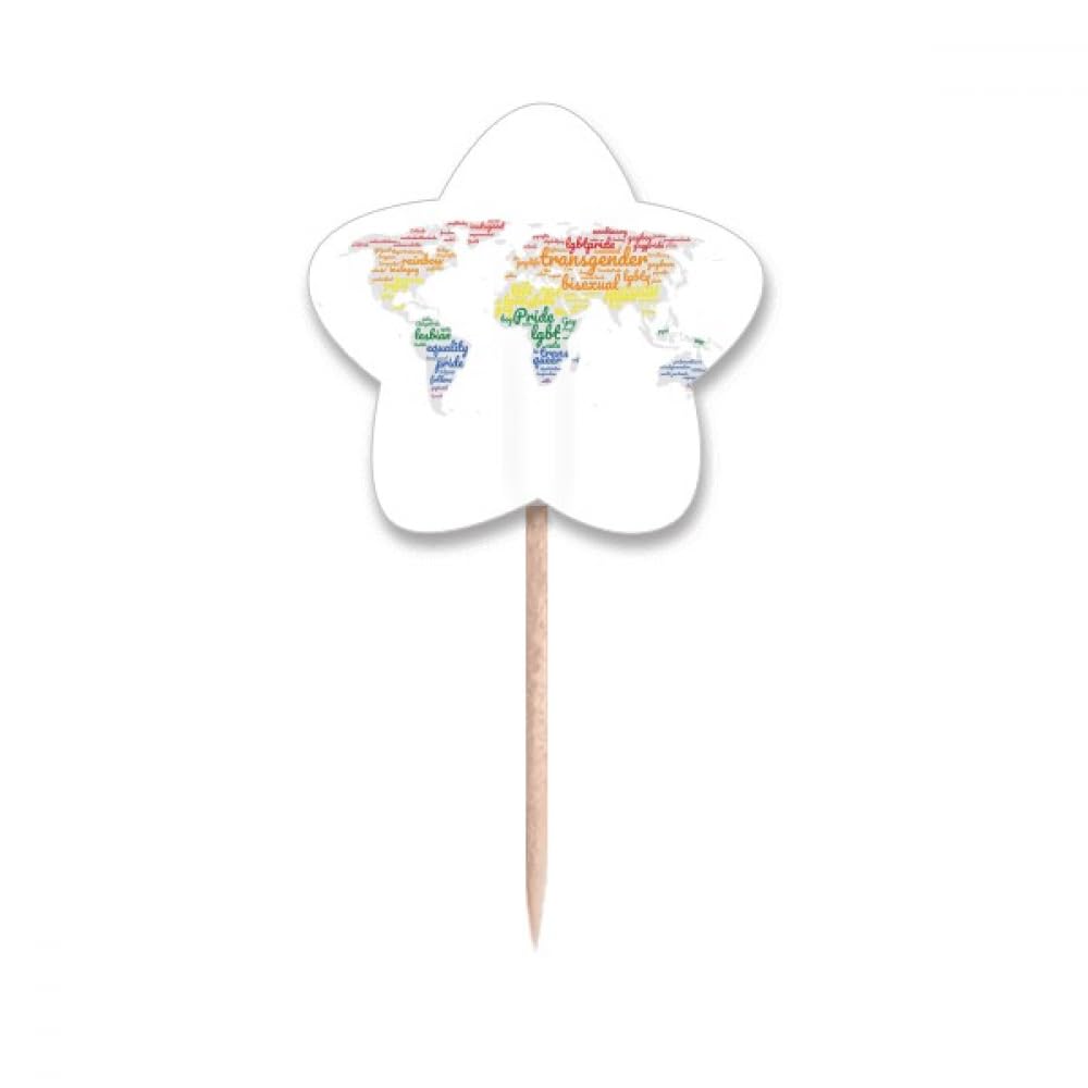 Carte du monde LGBT drapeaux en cure-dents en bois pour décoration stable de cupcakes