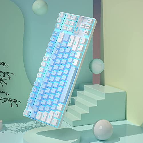 Magegee 75% Mechanical Gaming Keyboard With Blue Switch, Led Blue Backlit Keyboard, 87 Keys Compact Tkl Wired Computer Keyboard For Windows Laptop Pc Gamer - Blue/White #TOP7