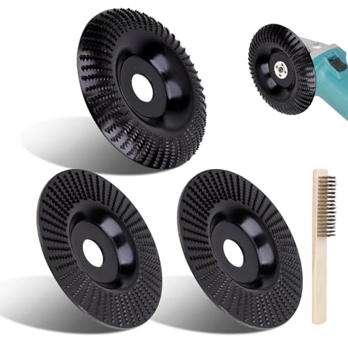 Muela de Madera, 3 Piezas 125mm Disco Abrasivo de Madera, Muela De Madera Discos De Corte Angulares Fuerte Arco Forma Pulidor Amoladora Banda Tener para Pulir Madera, dar Forma, Tallar, Etc
