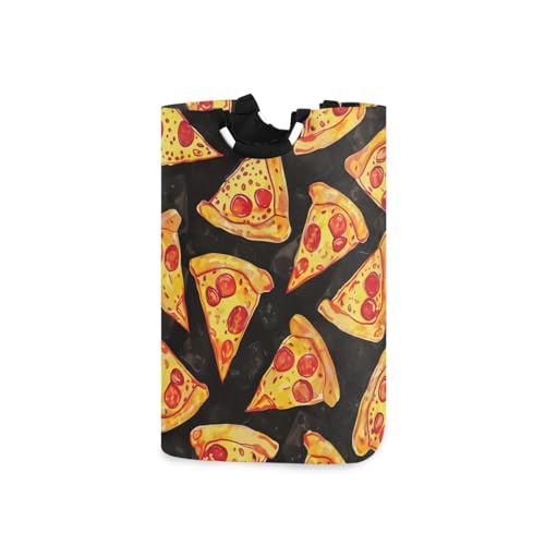 Jihqo Laundry Hamper Basket Pizza Slice Print Collapsible Nursery Storage Bin Waterproof Clothing Baskets for Home Bedroom Bathroom Washing Room