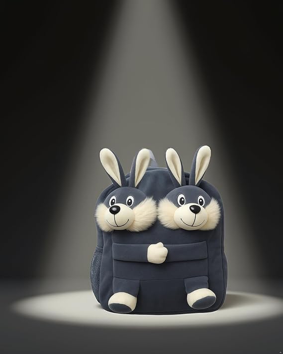 Image of Kids Plush Teddy Backpack - Soft Rabbit School Bag for Toddlers & Preschool, Cute Animal Backpack with Adjustable Straps - Lightweight & Comfortable for Boys & Girls