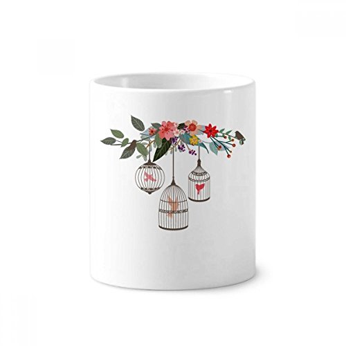 Porte-brosse à dents céramique cage fleur pour éliminer le désordre du lavabo et bureau