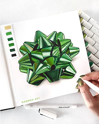 Ohuhu Alcohol Markers, Double Tipped Alcohol Based Permanent Art Marker Set For Kids Adults + Gold Silver White Gel Ink Pen Set For Artist, 10 Colors (20 Pack) Gel Ink Pens #TOP6