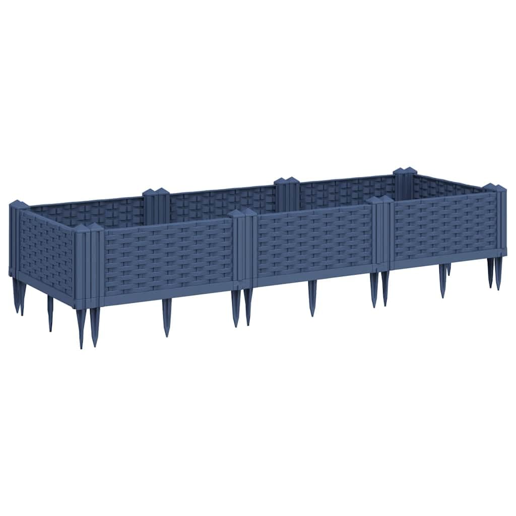 Maceta Elevada de Exterior con Apariencia de Ratán, 8 Paneles Modulares para Huerto Urbano de Verduras, Hierbas Aromáticas y Flores, Material Polipropileno