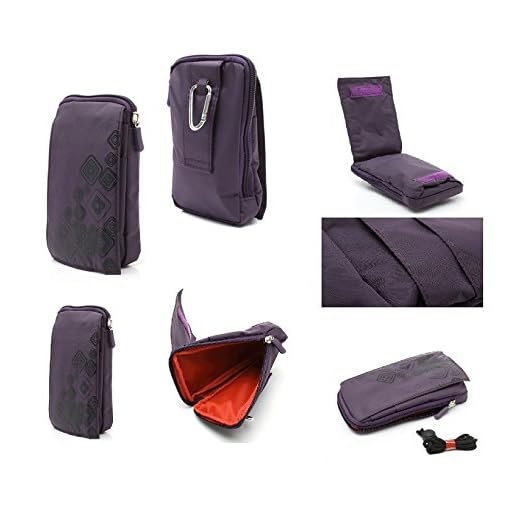 DFV mobile - Funda Multiusos con Varios Compartimentos para Cinturon y Mosqueton para ZTE Blade V7 Lite - Violeta (16 x 9.5 cm)