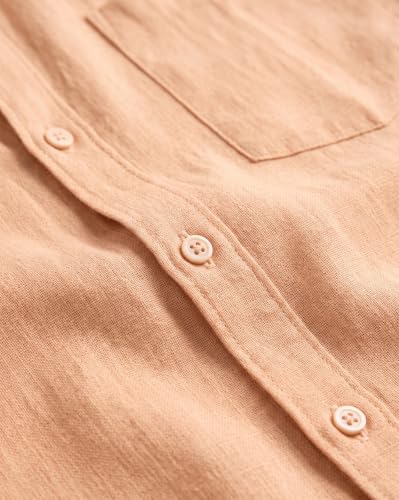Image of Nobero Breezy Premium Linen Cotton Shirt for Men | Stylish Casual Shirts for Men | Semi Cut Collar | Box Pleat | Curved Hem | Regular Fit | Full Sleeve | S-XXXL