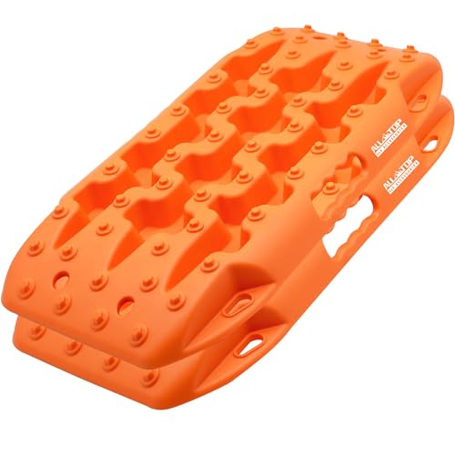 ALL-TOP Short Recovery Traction Boards, 2PCS Off Road Bendable Tire Ladder Tracks for Sand Mud Snow (3rd Gen, Orange)