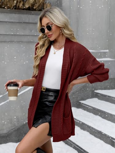 For G and PL Women's V-Neck Long Sleeve Cardigan Cable Knit Open Front with Pockets Sweater Outerwear4