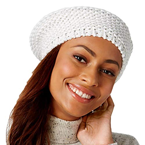 INC International Concepts Shine Stitch Beret ,Ivory ,One Size