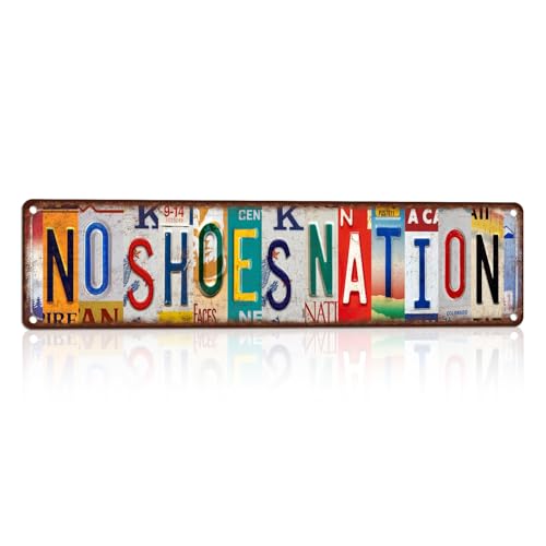 YARSIGNS Vintage No shoes nation Street Sign Metal Wall Art Tin Signs for Porch Garden Garage 164 inches