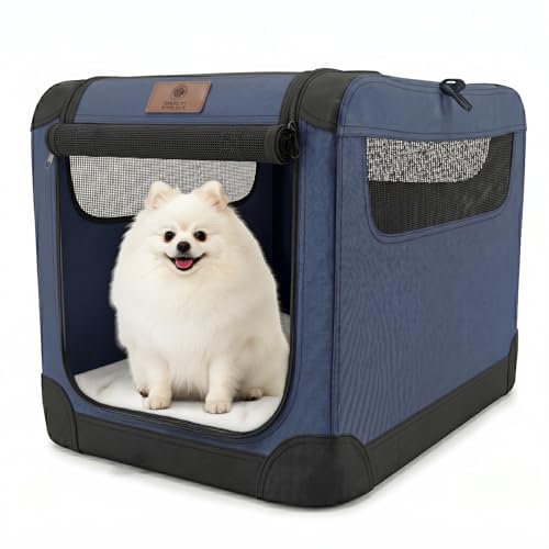 American Kennel Club Soft-Sided Dog Travel Crate, Lightweight Folding Portable Kennel with Mesh...
