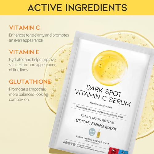 Image of #OOTD Vitamin C Hydrating Sheet Mask (10-Pack), Korean Skincare Facial Mask for Even-Looking Skin Tone & Radiance