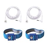 LandKissing® Grounding Blue Wristband (2 Sets) for Healthy Earthing Energy with 2 Straight Cords (16‘ Full Length)