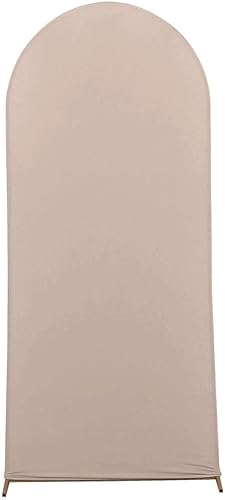 Vista 130 de Efavormart - Marco de fondo redondo de elastano de 7 pies, cubierta de arco de boda de 2 lados Blanco