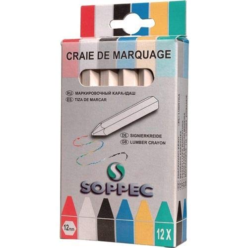 SOPPEC - Signalisation Chantier - Boîte de 12 craies de marquage - Blanc