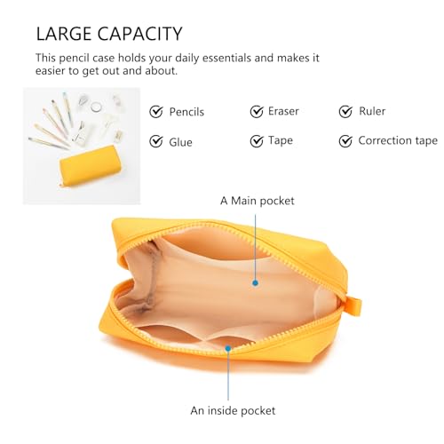 Image of Pencil Case Durable Oxford Pencil Pouch for Pens School Supplies (Yellow,Oxford)