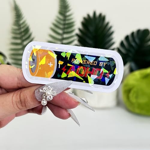 Image of 3 Pcs ADHD Battery Sticker, ADHD Stickers Funny, Stickers for Adults Dark Humor, ADHD Awareness Sticker- Vinyl Stickers for Water Bottles Laptop Car Hart Hat Helmet 3 Inches (Hologram, 3 inch)