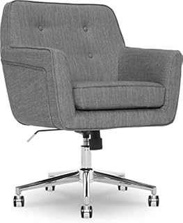 Serta Ashland Ergonomic Home Office Chair with Memory Foam Cushioning Chrome-Finished Stainless Steel Base, 360-Degree Mobility, Fabric, Grey