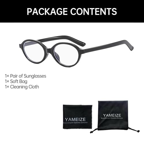 Image of YAMEIZE Small Oval Blue Light Blocking - Glasses Women Men Retro Clear Anti Blue Light Eyeglasses for Computer Gaming