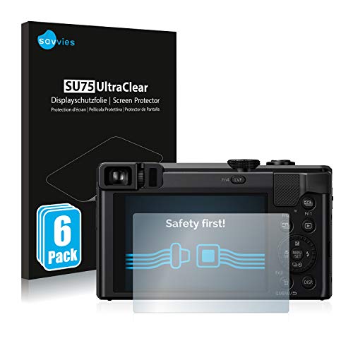 savvies Protector Pantalla Compatible con Panasonic Lumix DMC-TZ80 (6 Unidades) Pelicula Ultra Transparente